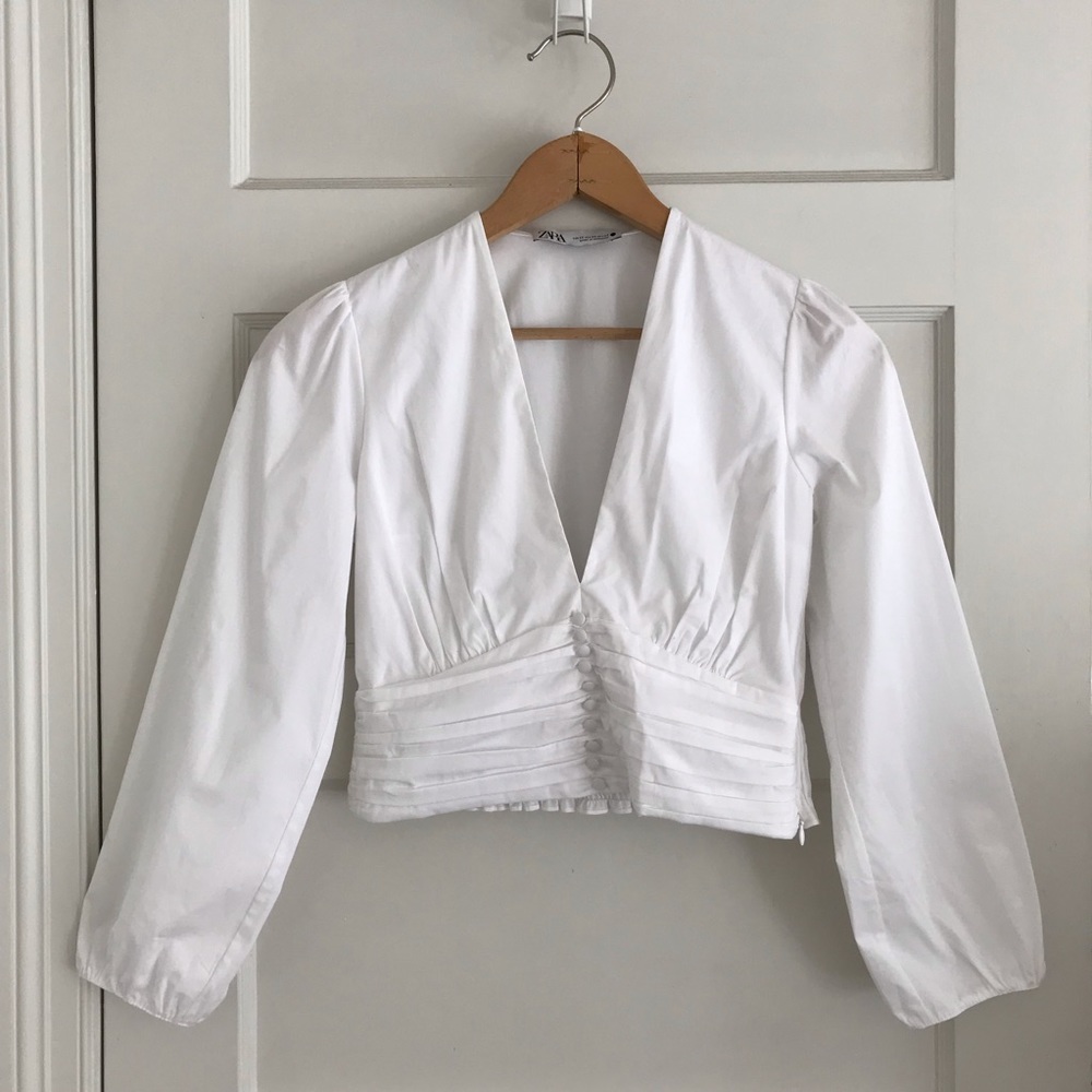 Zara Balloon Sleeve Button Top